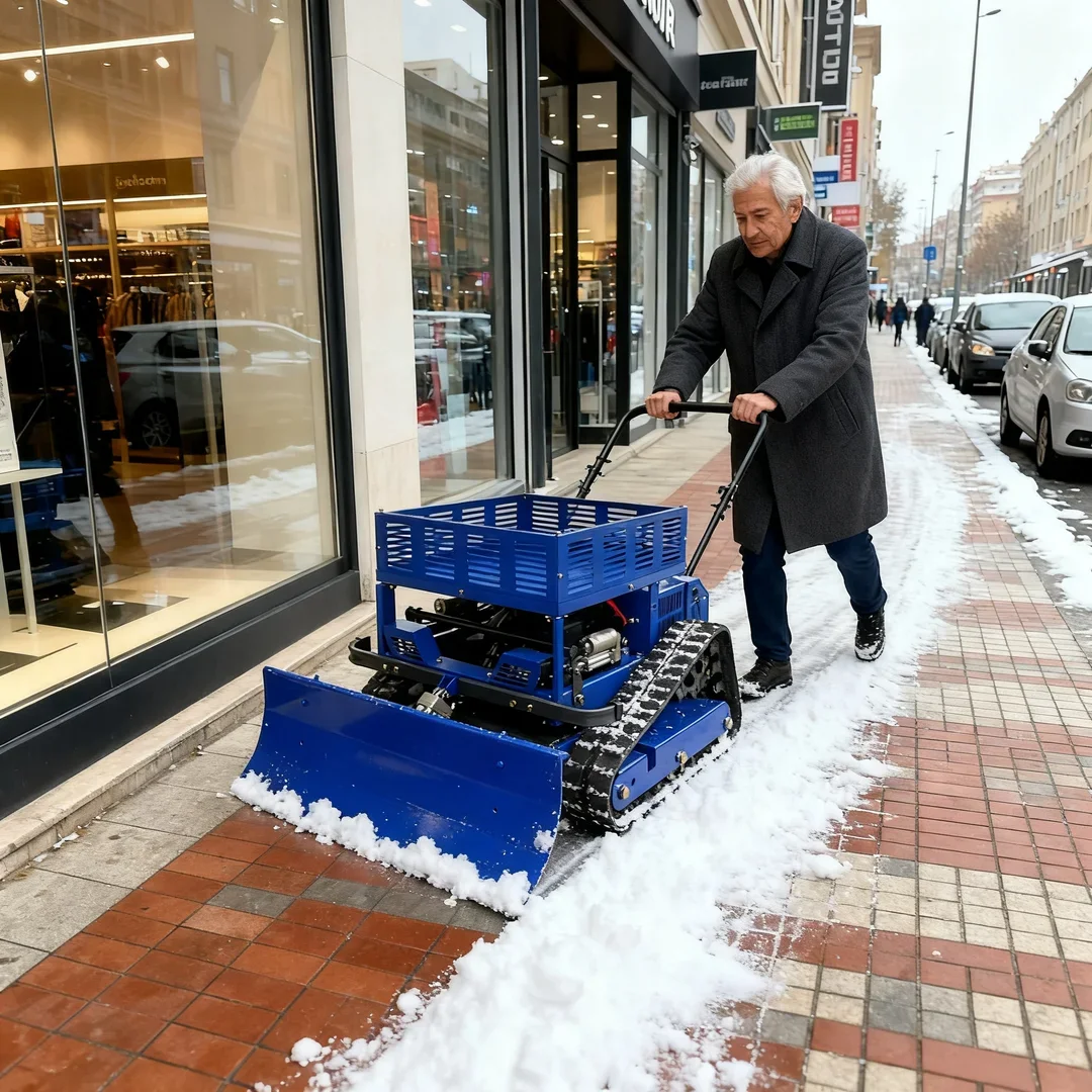 

Индивидуальная многофункциональная газонокосилка, совместимая с CE и EPA — вездеходный промышленный робот с дистанционным управлением и снегоступом