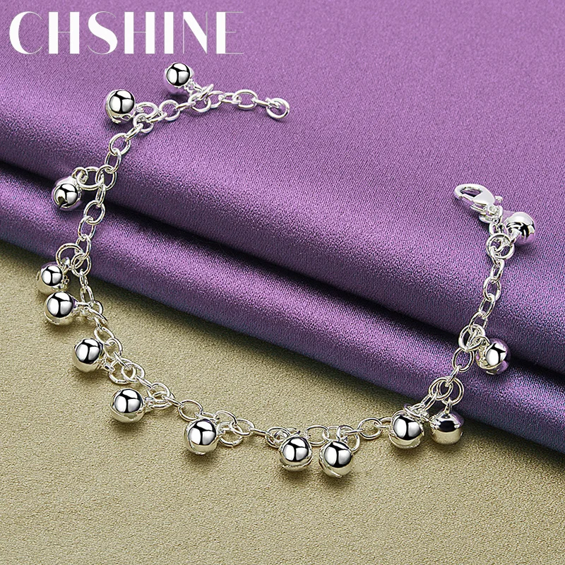 

CHSHINE 925 Sterling Silver Round Square Roman Pendant Bracelet Fashion Charm Jewelry 20CM 8inches