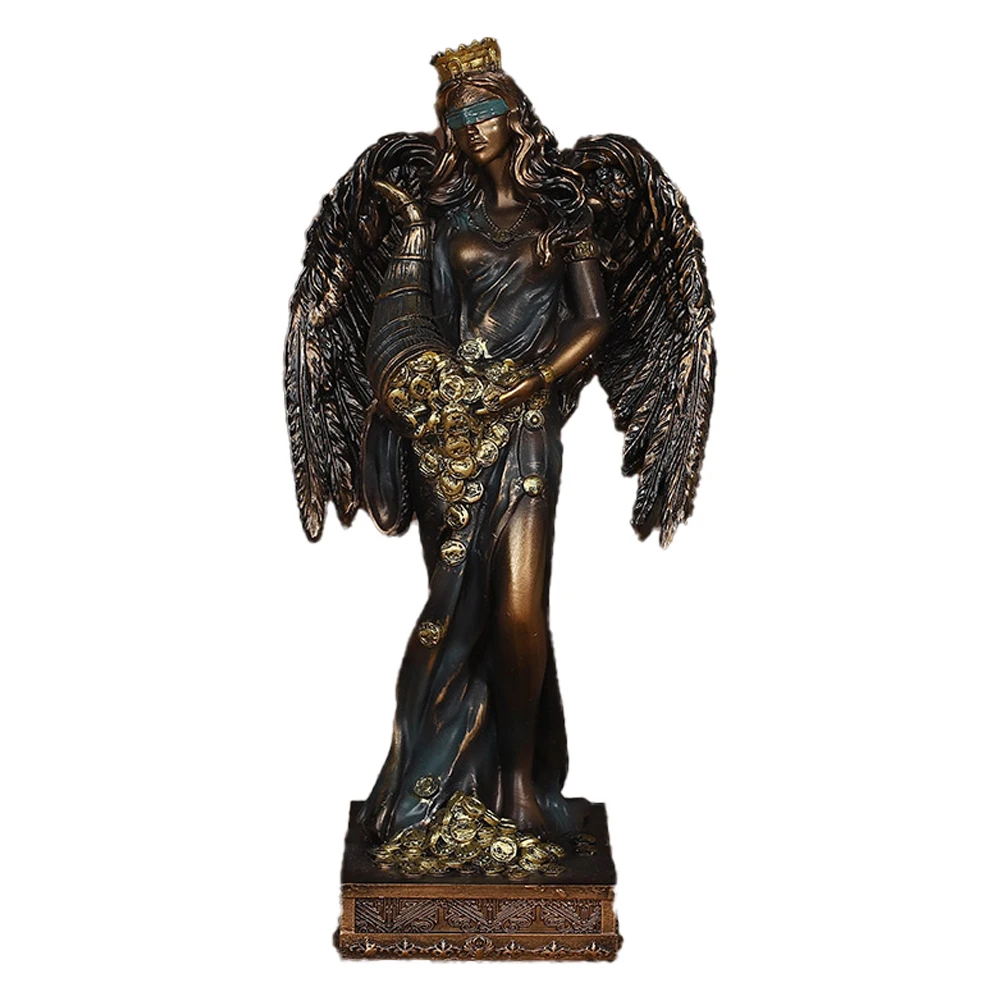 Retro Style Greek Goddess Of Wealth Resin Sculptures Figurines Creativity Handicraft Home Study Desktop Ornament Room Decoration
