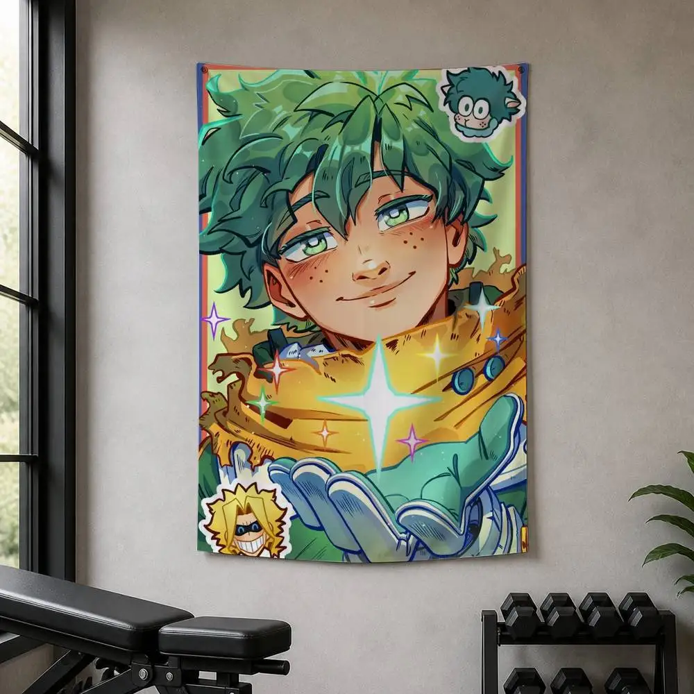 Izuku Midoriya Decorative Hanging Flag with Grommets for Garage Bedroom Dorm Wall Decor