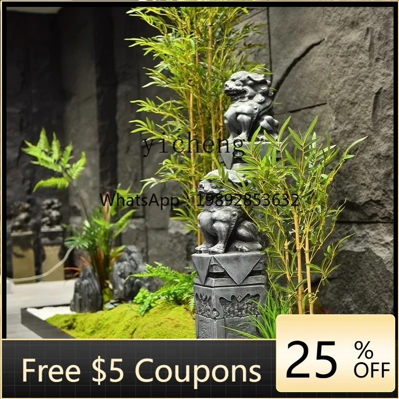 AA indoor aisle partition simulation landscaping rockery stone horse column landscape idle space decoration