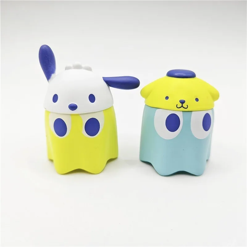 Oryginalny Pac-Man Sanrio Pochacco Melody Duch Figurka Śliczna Mini Dekoracja na Biurko Anime Kolekcjonerska Zabawka Ozdoba Prezent dla Fanów