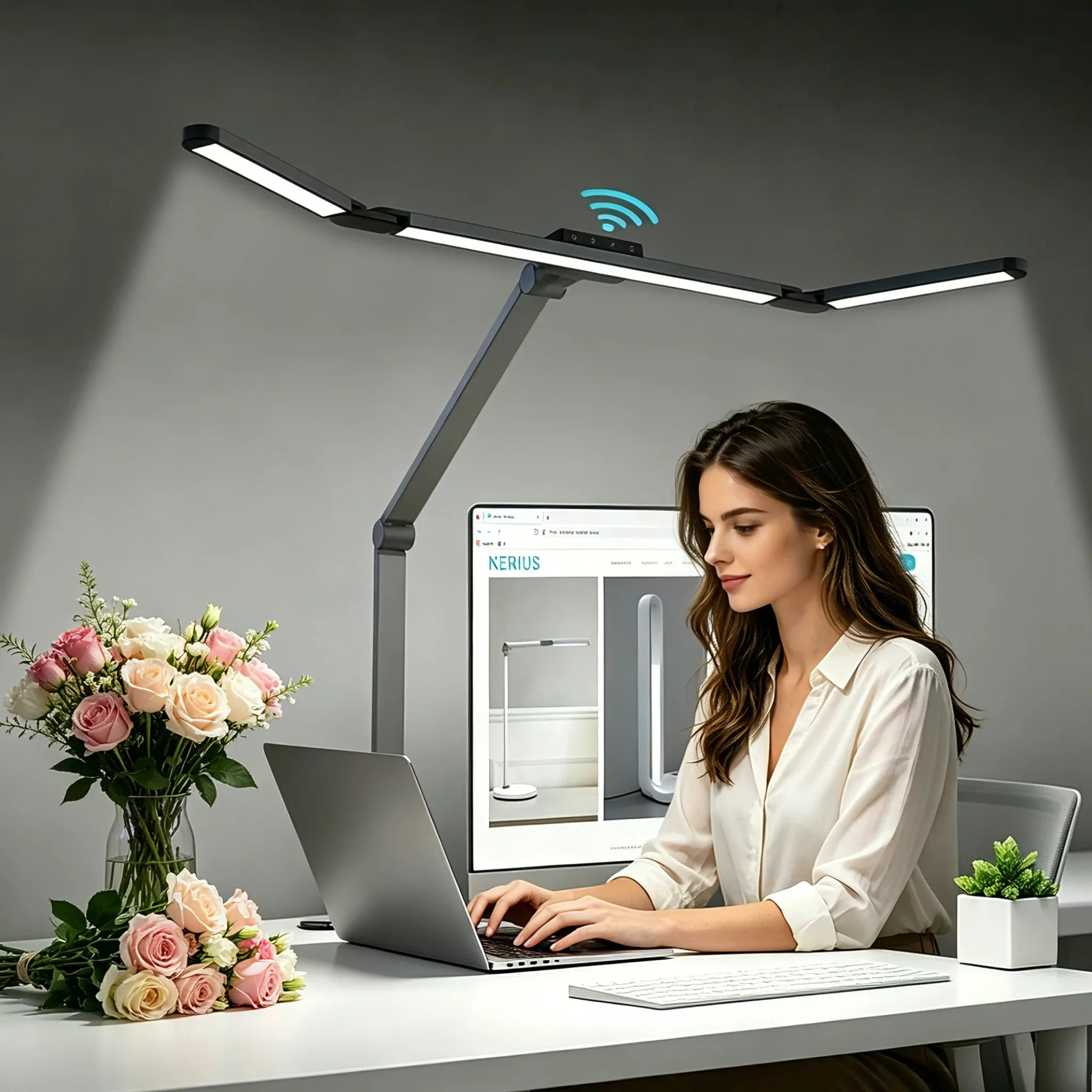 LED Desk Lamp with Clamp Remote Dimming 24W Ultra Bright Desk Lamp for Home and Office Architects Paired with Ambient Lighting