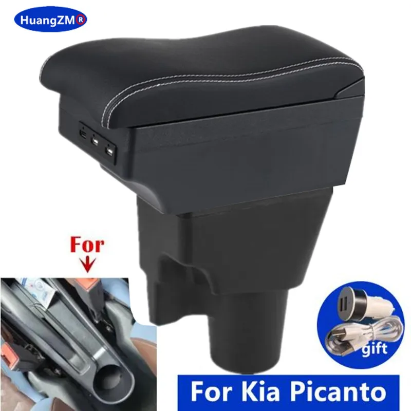 Für Kia Picanto Armlehne Box Für Kia Picanto 3X-Line Auto Armlehne Gebogene Oberfläche leder Einfache installation Lagerung box innen