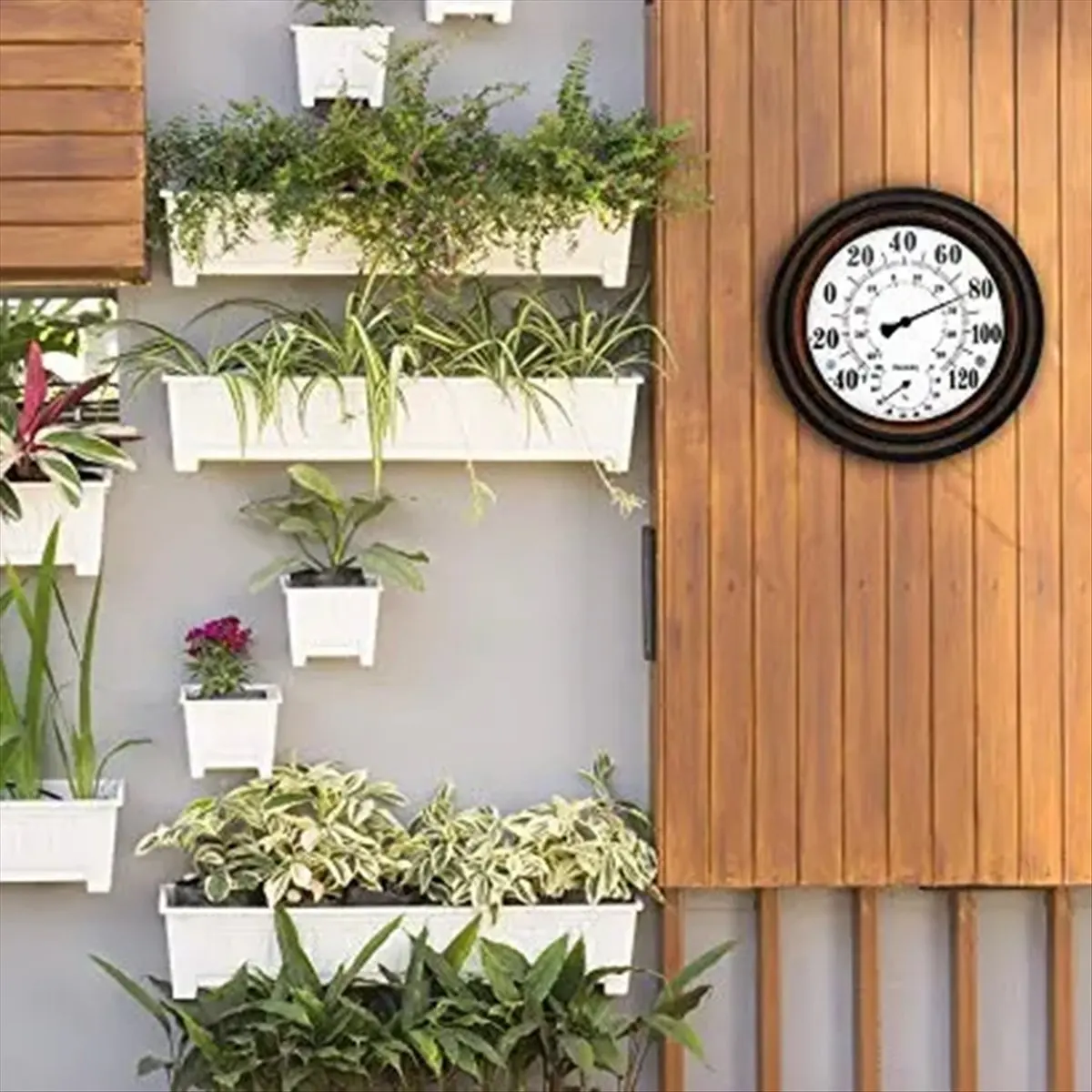 BIGSALE-20cm Antique Indoor Outdoor Thermometer Hygrometer Temperature Humidity Meter Wall Clock Thermometer for Home Decor