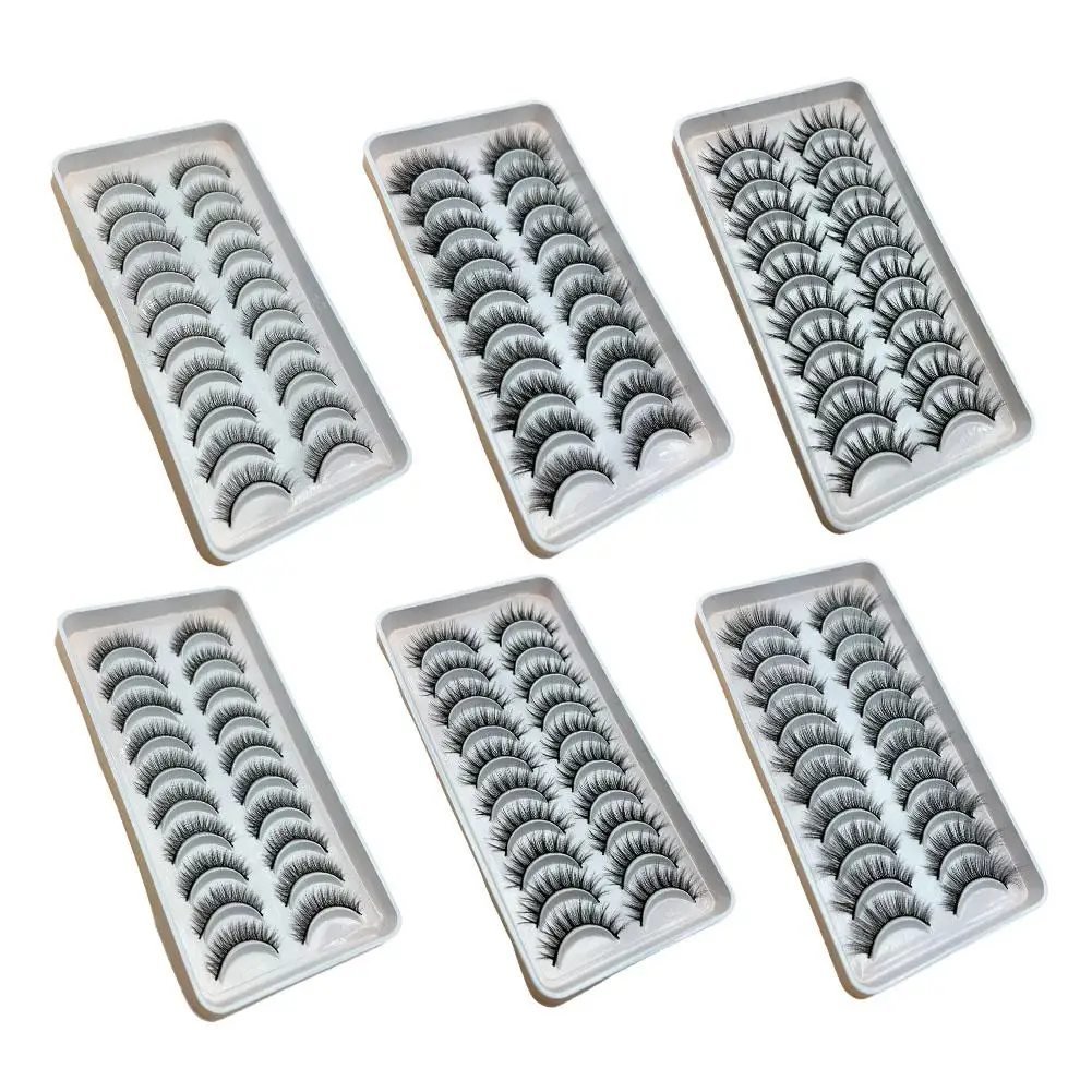 10 pares de pestañas de visón naturales pestañas postizas suaves cruzadas desordenadas pestañas densas extensión maquillaje Faux Cils gato 3D falso