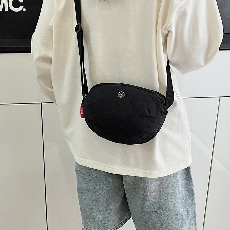 2026 Unisex Nylon Mini Sling Crossbody Bag Zipper Fanny Pack Sleek Streetwear Aesthetic Phone Purse for Sports & Daily Use