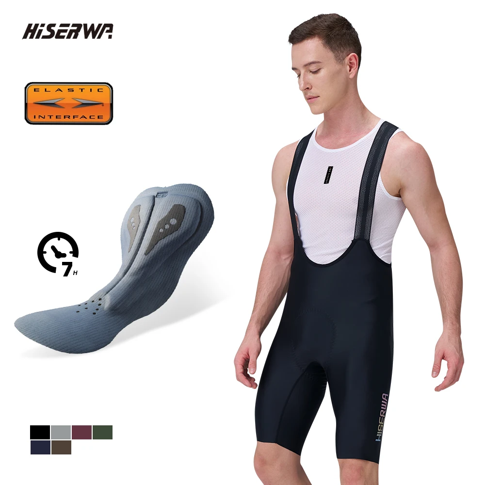 HISERWA Men Cycling Bib Shorts Pro Team 7H Italy Pad Racing