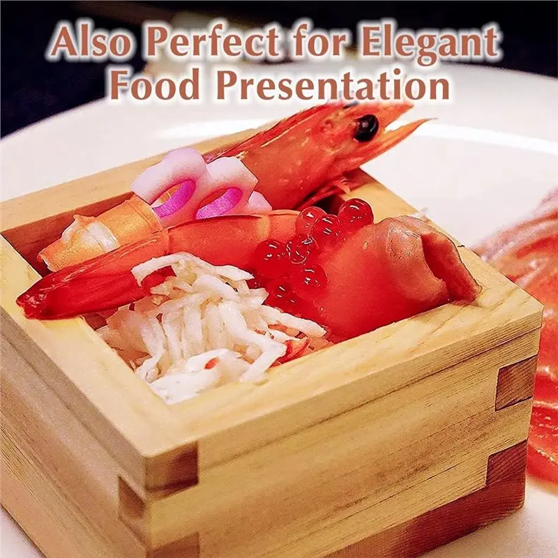 A96K-Japanese Culture Wood 4Pcs Sake Cup Masu Box Square Wooden Wine Tray,Dessert Box Put The Wine Glass Inside