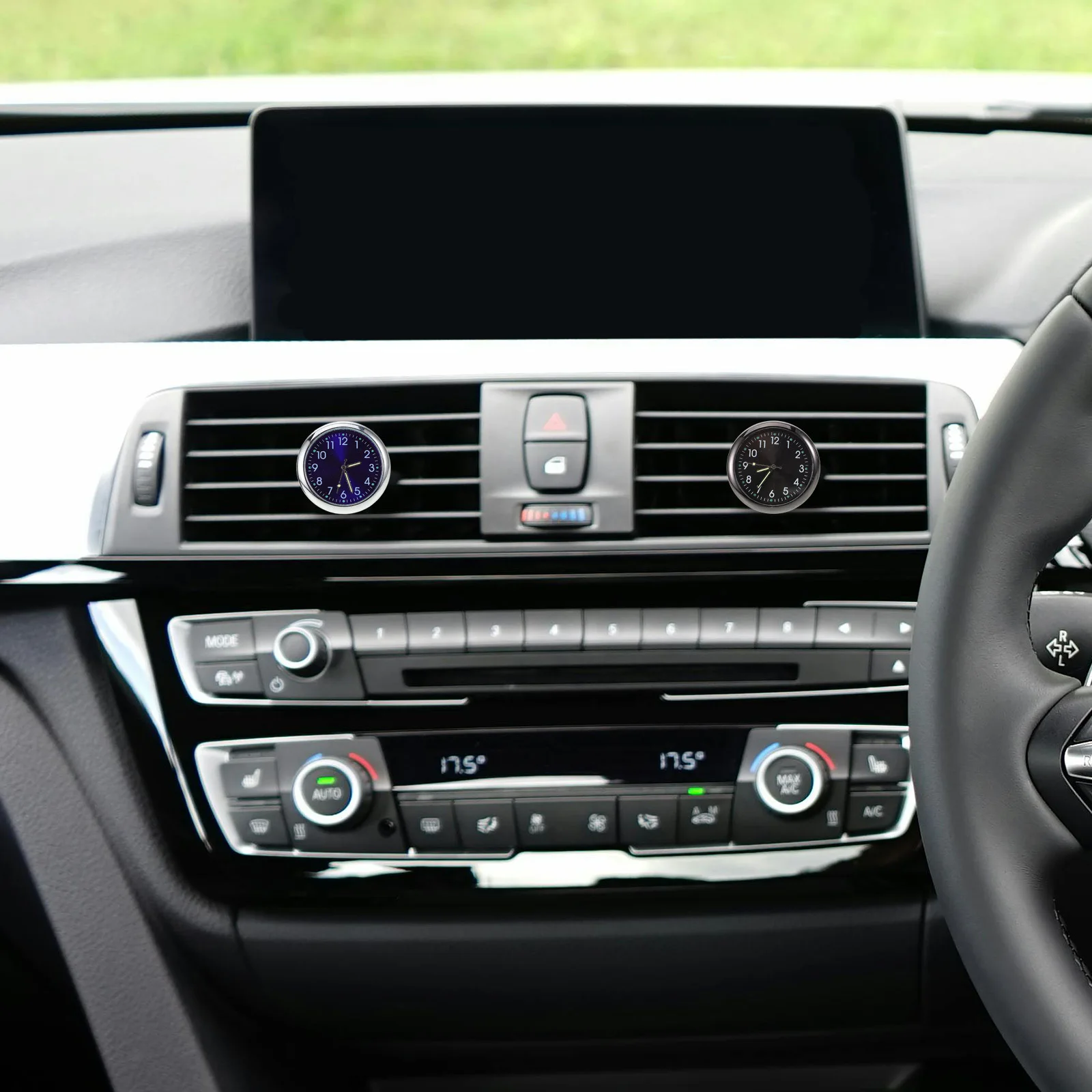 

2Pcs Car Dashboard Mini Clock Night Vent Clock Accessory for Vent Mount Interior Decoration Clear Visible Dial