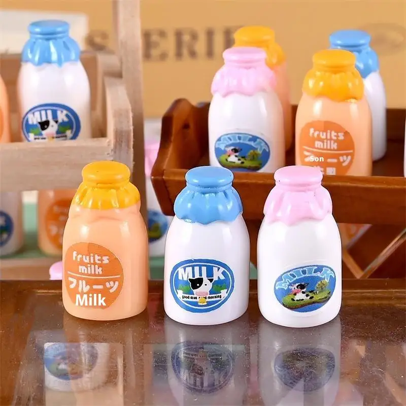 ドールハウス用ミニ日本の牛乳瓶10個セット; 子供のごっこ遊びおもちゃとギフト、クイック・イ・マートの追加アイテムのモデル