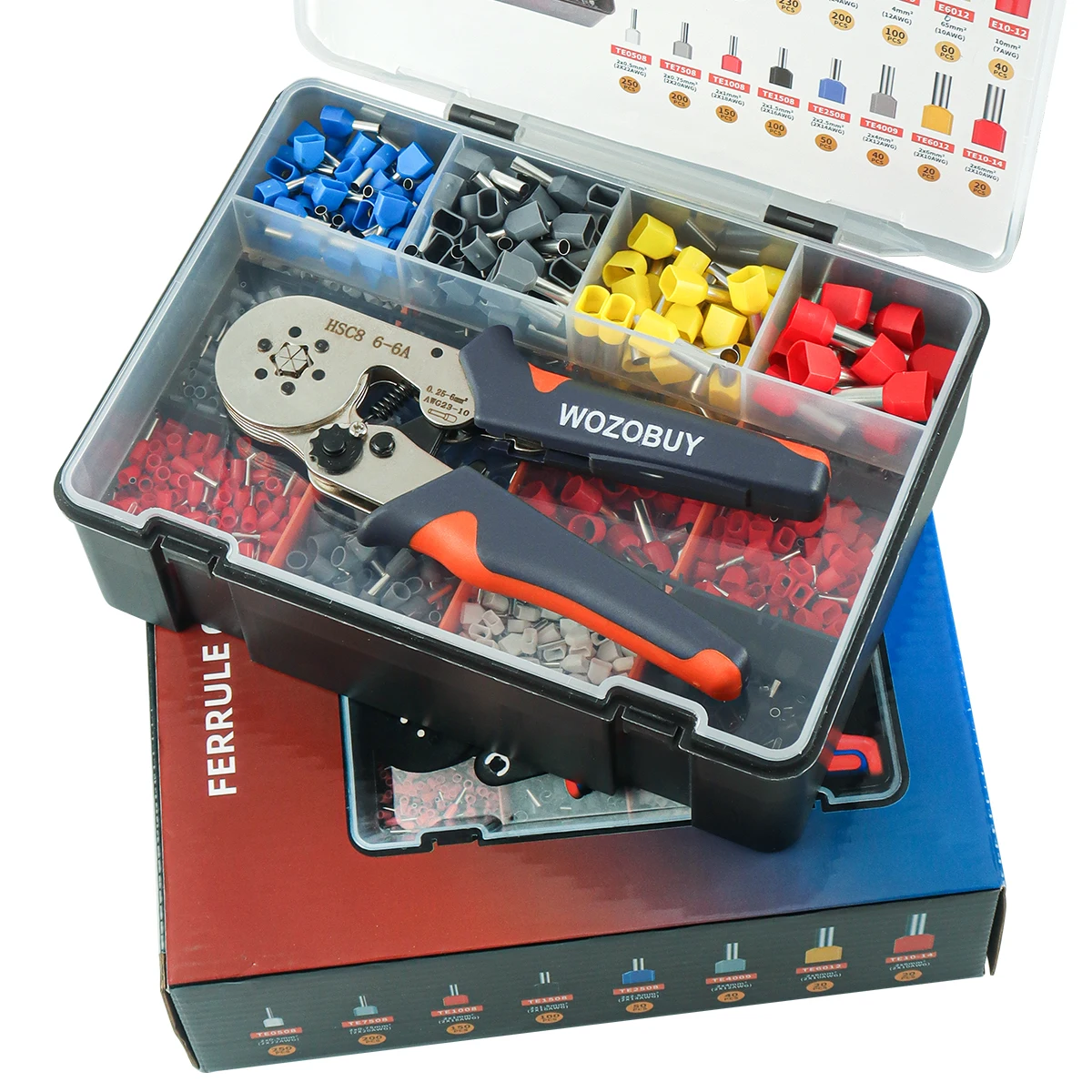 Ferrule Crimping Tool Kit Wire Ferrule Kit with 2800PCS Wire Ferrules Crimper Plier Self-adjustable Ratchet Tool Set With Box