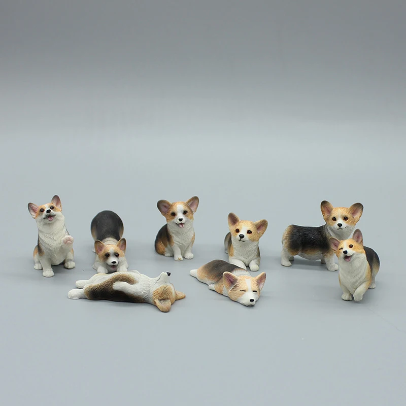 Cute Simulation Corgi Dog Car Dashboard Decoration Cartoon Resin Dog Ornament Figurine Home Office Desktop Decor  Animal Crafts
