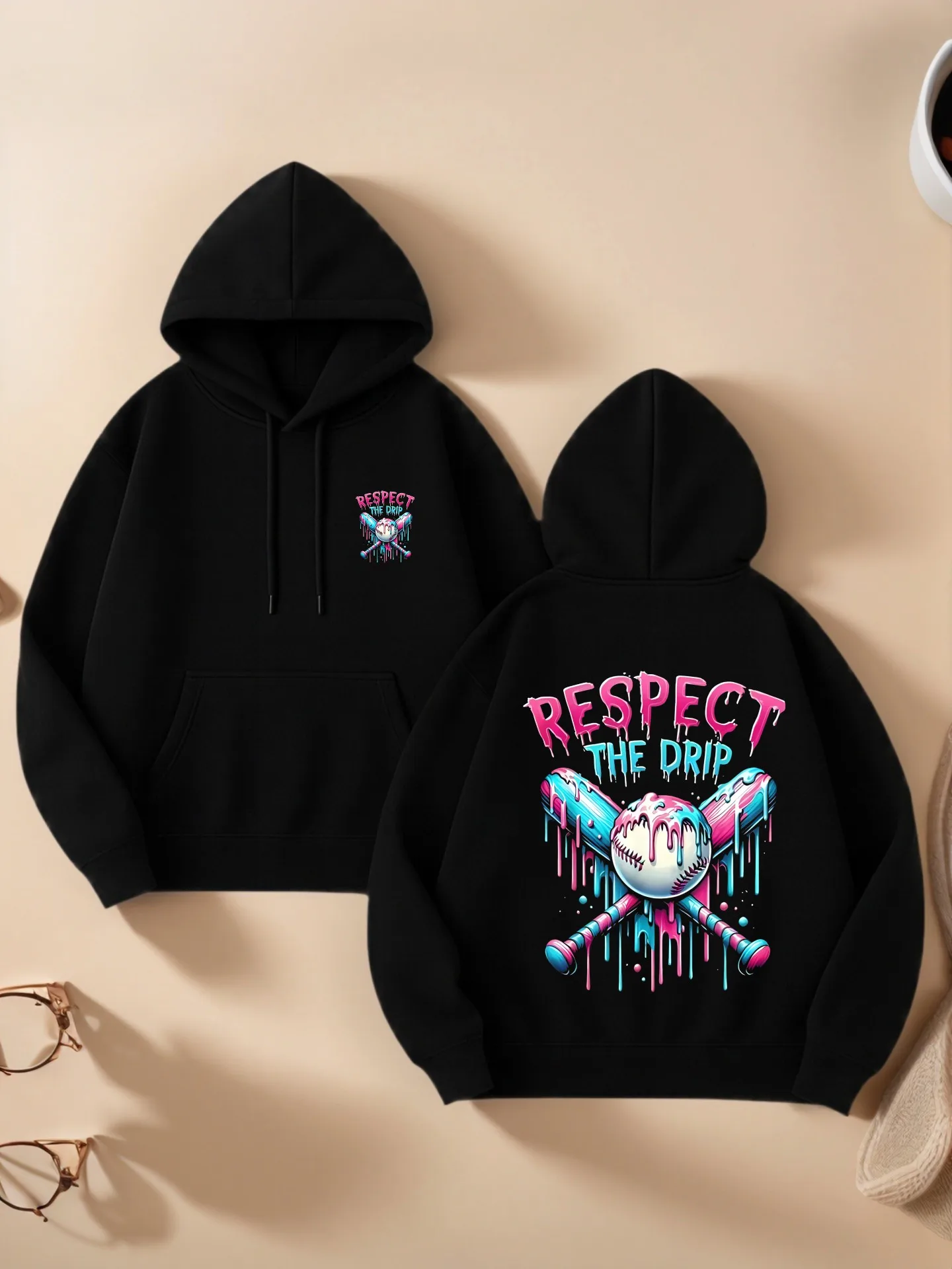 

Женская толстовка с рисунком Respect The Grind Print, Эстетическая уличная одежда, Мягкая ткань, Повседневная повседневная одежда, Для подростков