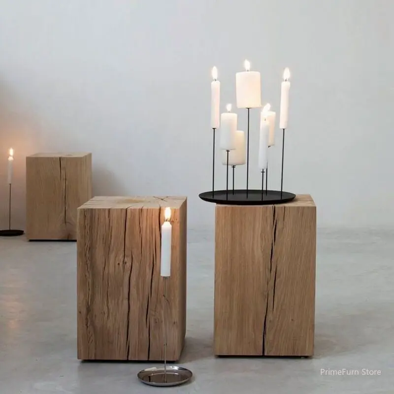 Scandinavian Wabi-sabi Solid Wood Stump Minimalist Stool Side Table Decor