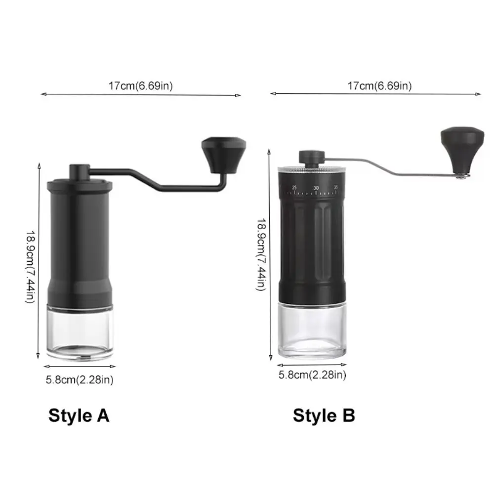 Manual Hand-Cranked Coffee Grinder Adjustable Particle Size Detachable Coffee Bean Mill Transparent Body Handheld