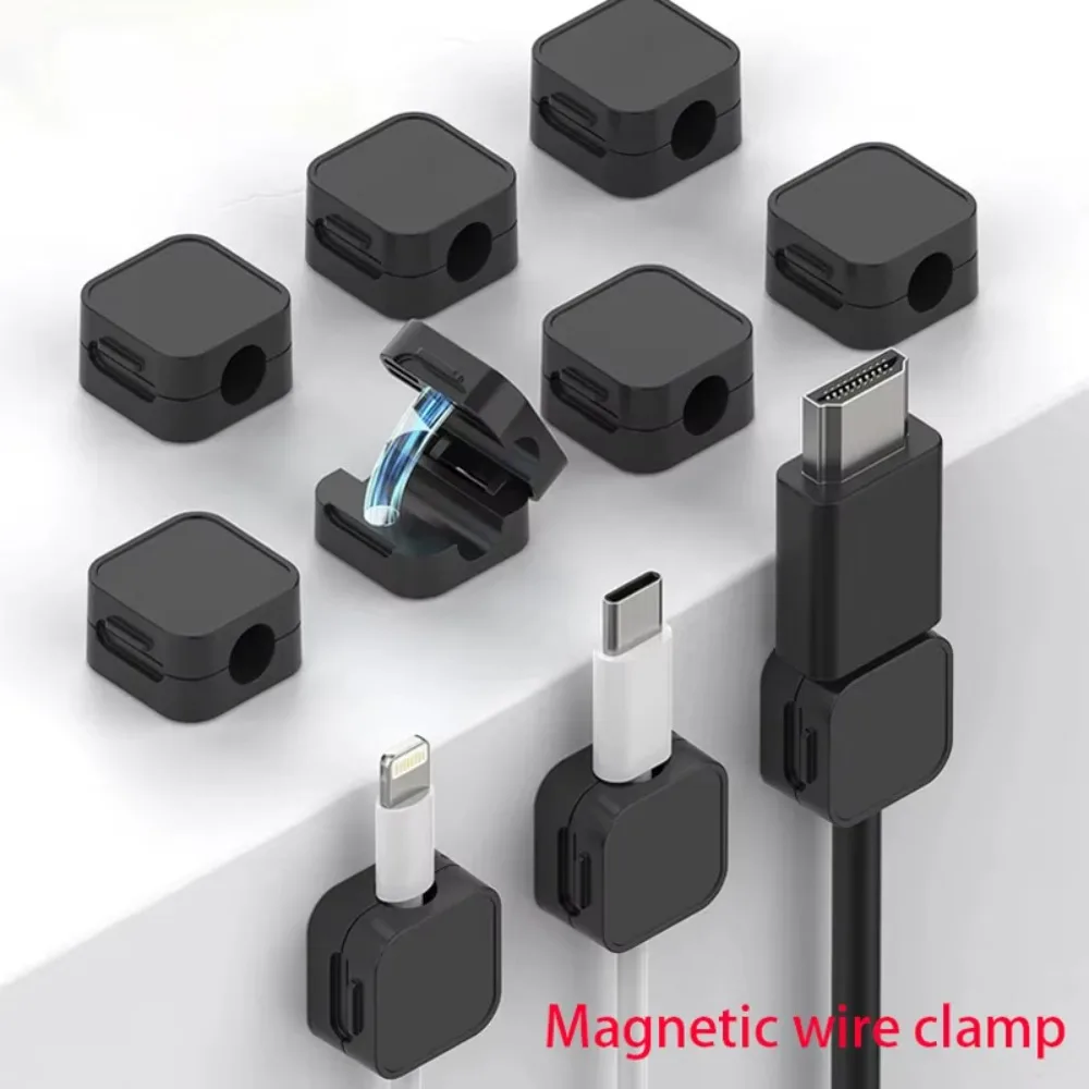 6Pcs ​Magnetic Cable Clips Adjustable Cord Holder Adhesive Under Desk Mgmt Organizer Home Office Car Wall Desktop Nightstand​​