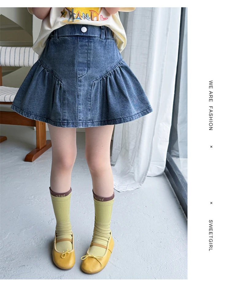 Kinderkleidung Sommer 2026 Mädchen Süßes Niedliches Cartoon-Print Kurzarm-T-Shirt und Jeans-Minirock 110-170cm 15-50kg – Detail 9