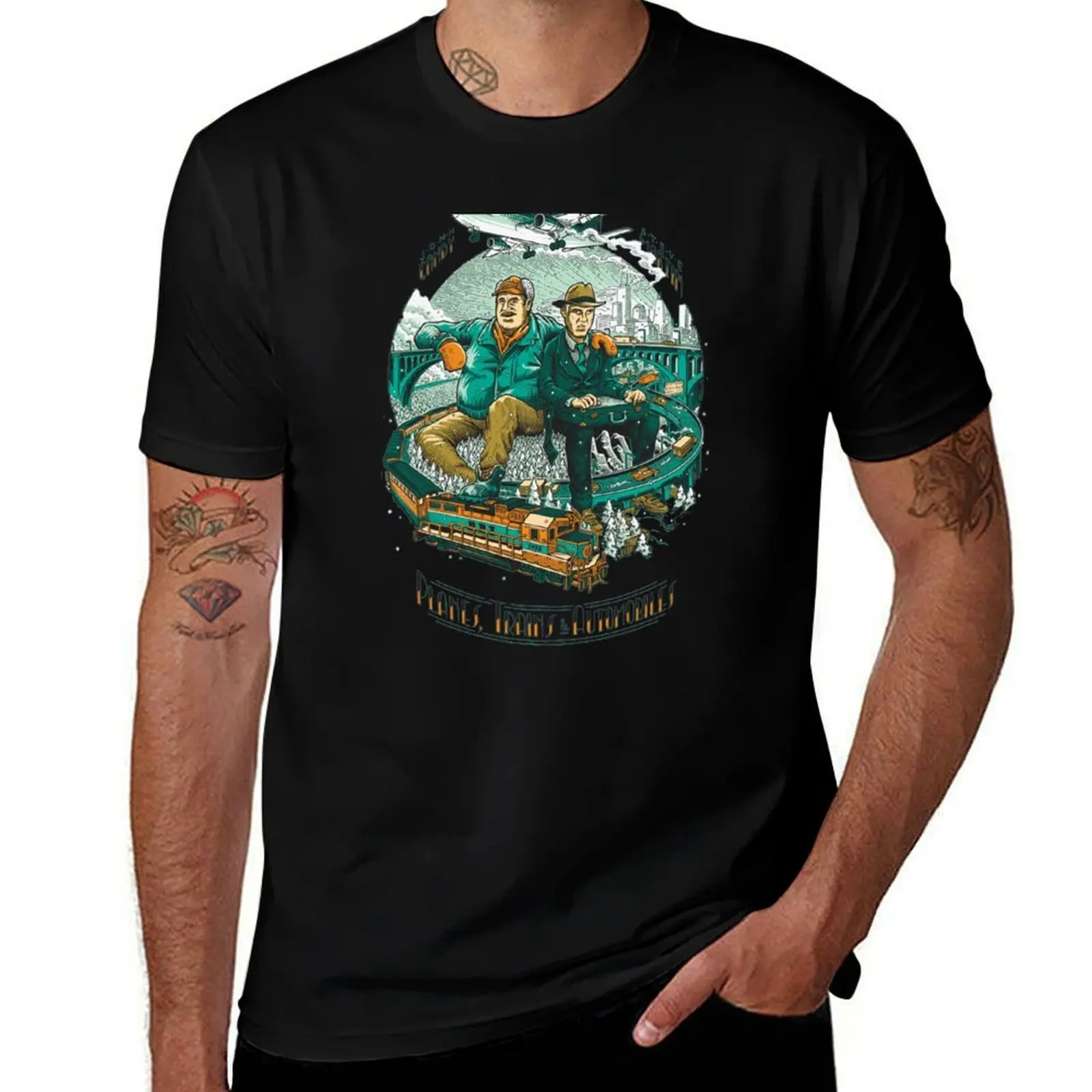planes trains and automobiles T-Shirt Big Size Crew Neck T-Shirt