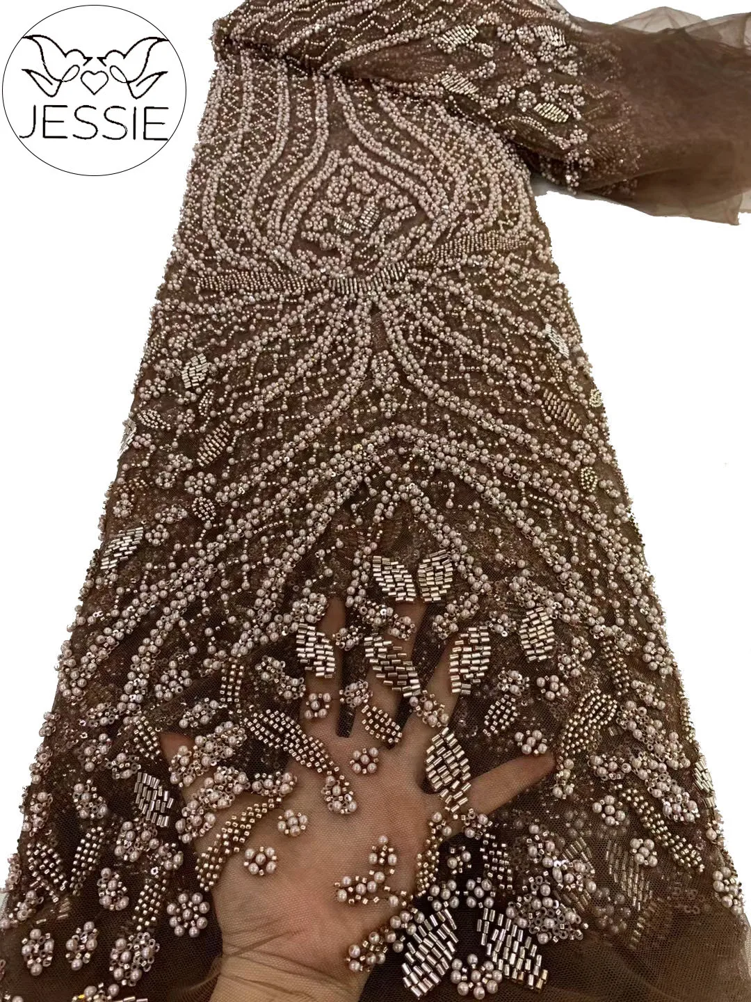 

Latest African Top Quality Excellent Sequins Lace Fabric 2024 High Quality French Nigerian Heavy Beaded Lace Fabrics For Dresses