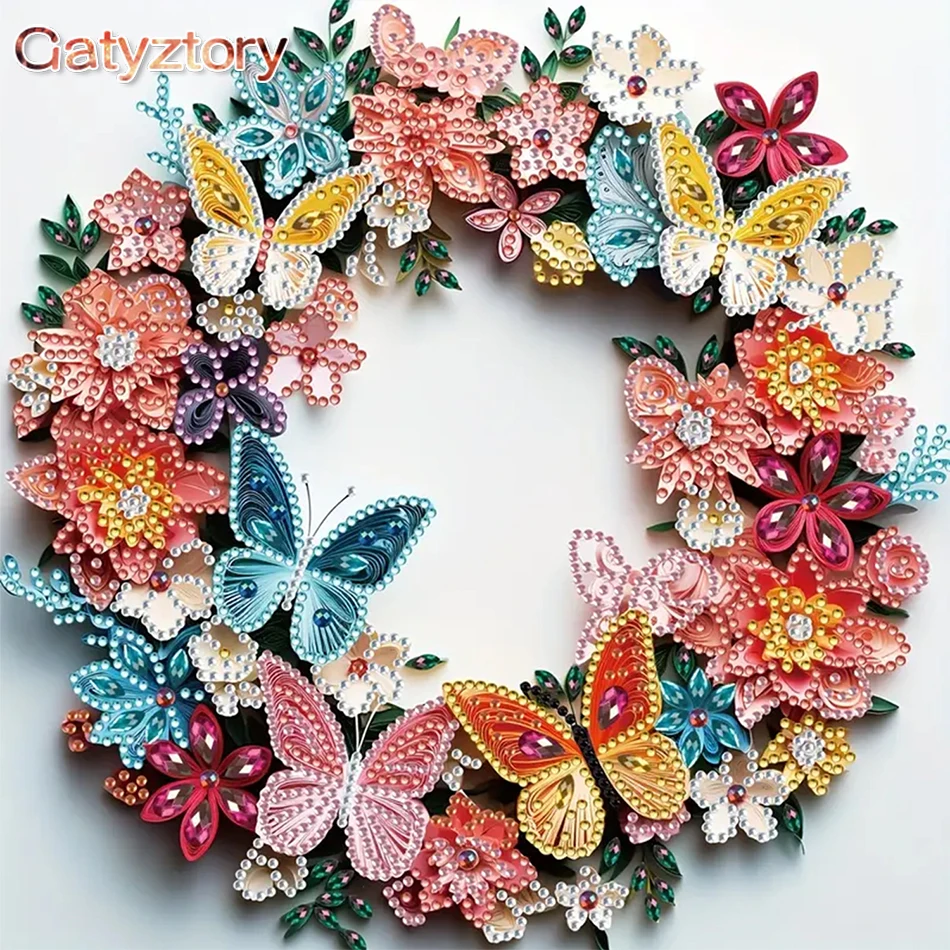 

GATYZTORY Special Shaped Crystal Painting Wreath Kit Acrylic Diamond Painting Wall Decor Wreath Diamond Art Painting Garland