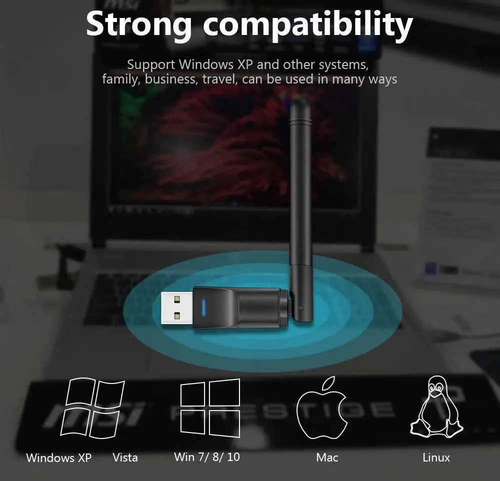 150Mbps Mini USB WiFi Adapter MT7601 Wireless Network Card wifi Receiver Dongle 802.11 b/g/n for PC Laptop Windows 2.4G