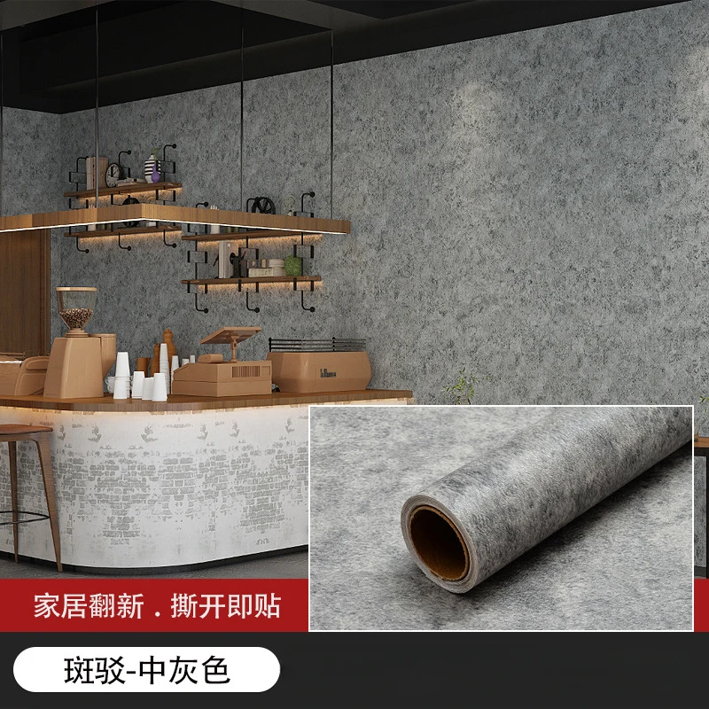 Cement Gray Wallpaper Vinyl Waterproof Self-Adhesive Wallpaper Countertop Contact Paper Kitchen Bathroom Furniture Renovation