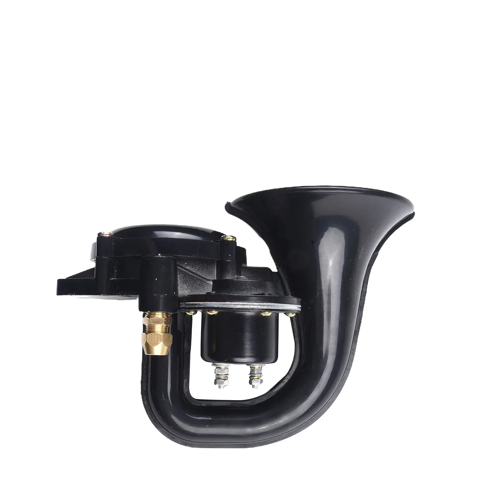 

Воздушный звуковой сигнал 12 В 24 В для автомобиля, мотоцикла, грузовика, лодки, громкий улитка, 1 шт., запасные части 300 дБ, аксессуары для грузовика, черная лодка