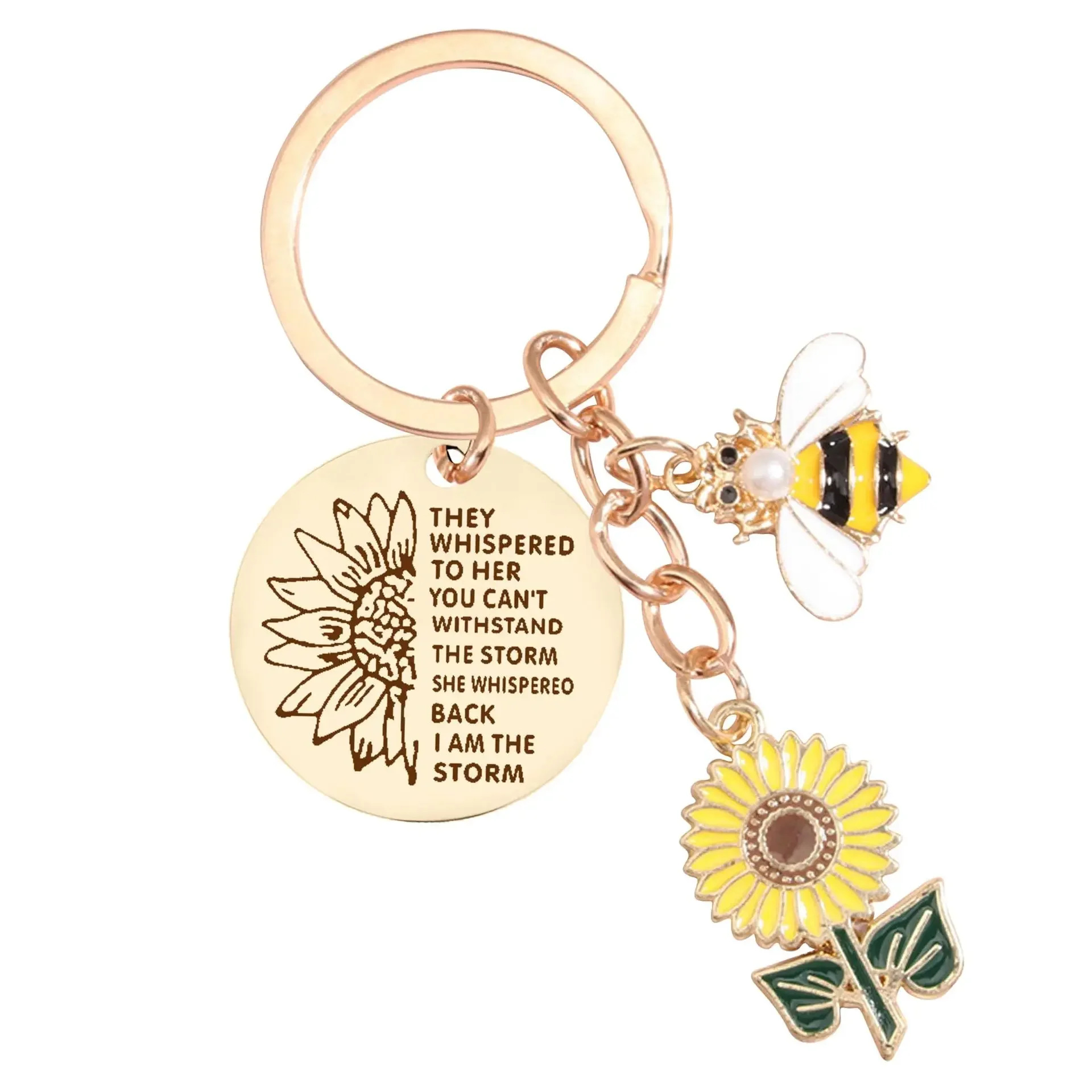 Sunflower & Bee Keychain  Motivational Gift for Women, Friends, and Loved Ones