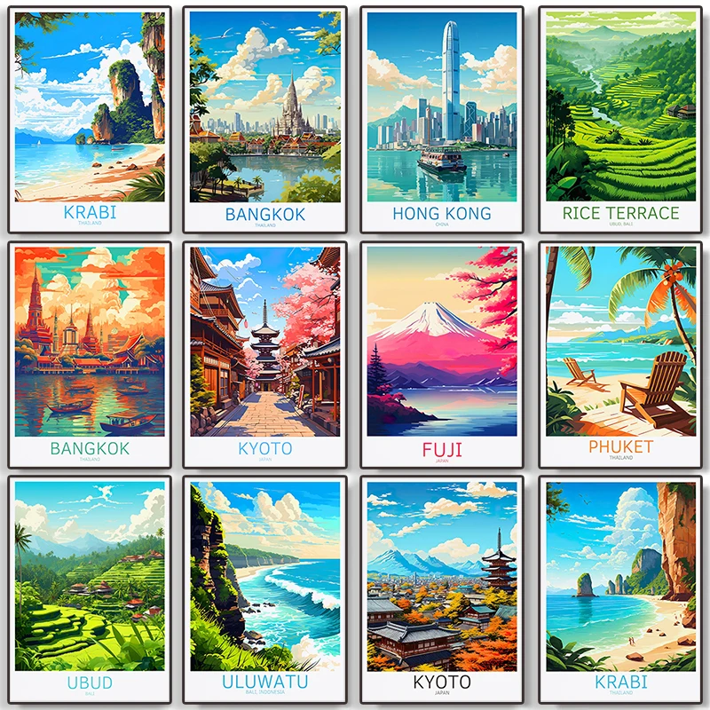 Home Decor Ubud - 聖都市のポスターの風景、キャンバスの絵画、cityscape、壁アート、家の装飾、ullwatu、toyo、thai、petra、アンカラ、ウフォン