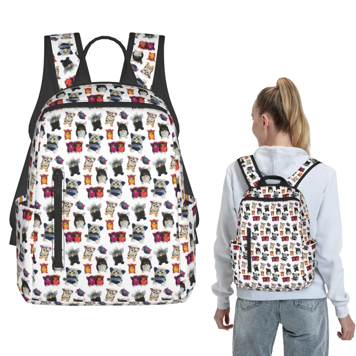 

Buncha Furbies Backpack Daypack Kids BookBag School Bag Shoulder Bags for Men Women