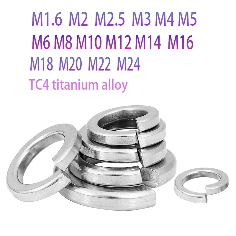 5/10/20pcs/lot TC4/GR5 Titanium Alloy Spring washe,M2/M2.5/M3/M4/M5/M6/M8/M10/M12/M14/M16/M18/M20,GB93 Titanium elastic gasket.
