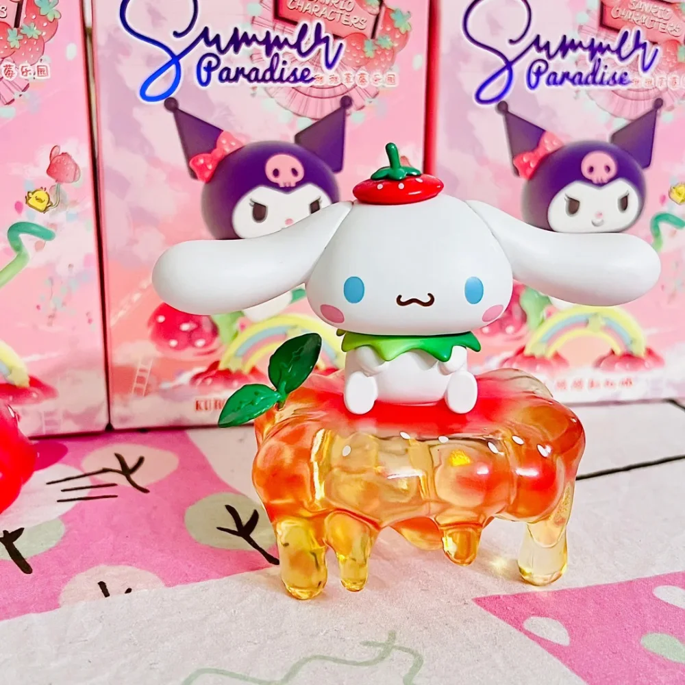 Sanrio Sweet Strawberry Paradise Blind Box Cute Kitty Cinnamoroll Melody Action Figure Model Toy Mystery Box Girl Surprise Gift