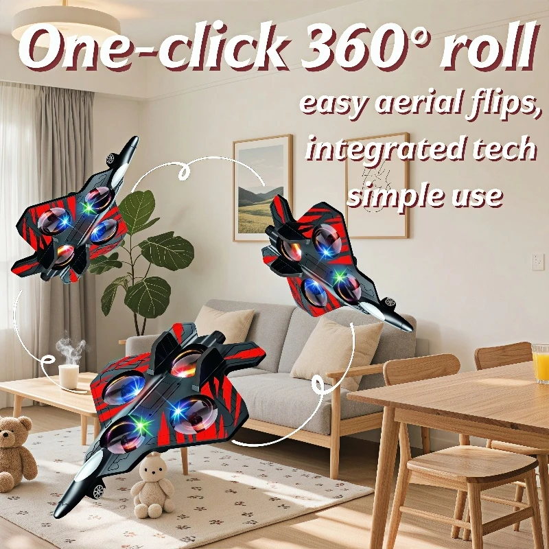 Zweefvliegtuig Vliegende helikopter RC Hobby Straalvliegtuig 2.4G Stunt Afstandsbediening Schuimvechter Vliegtuig Speelgoed met licht