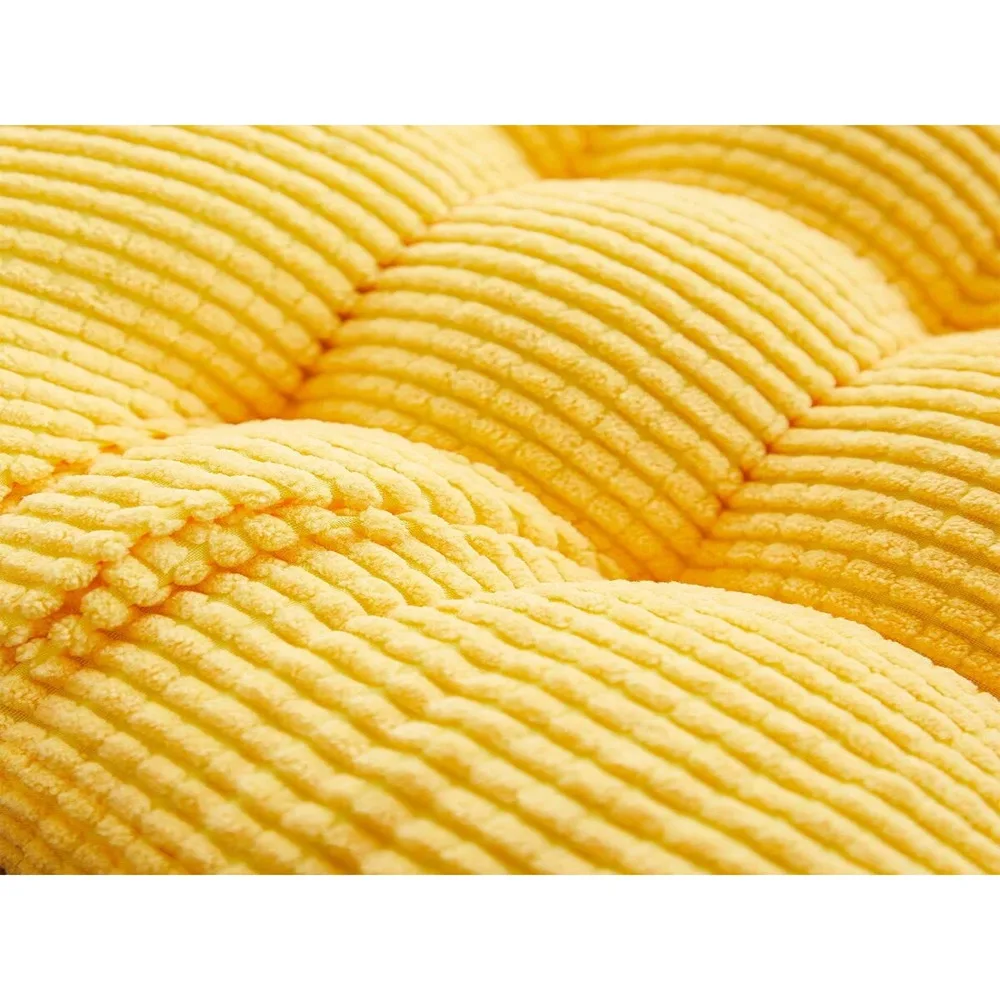 Soft Thick Dandelion Corduroy Seat Cushion Set 2pcs Round Square Skin-Friendly Pad For Home Office Dining Chairs #3