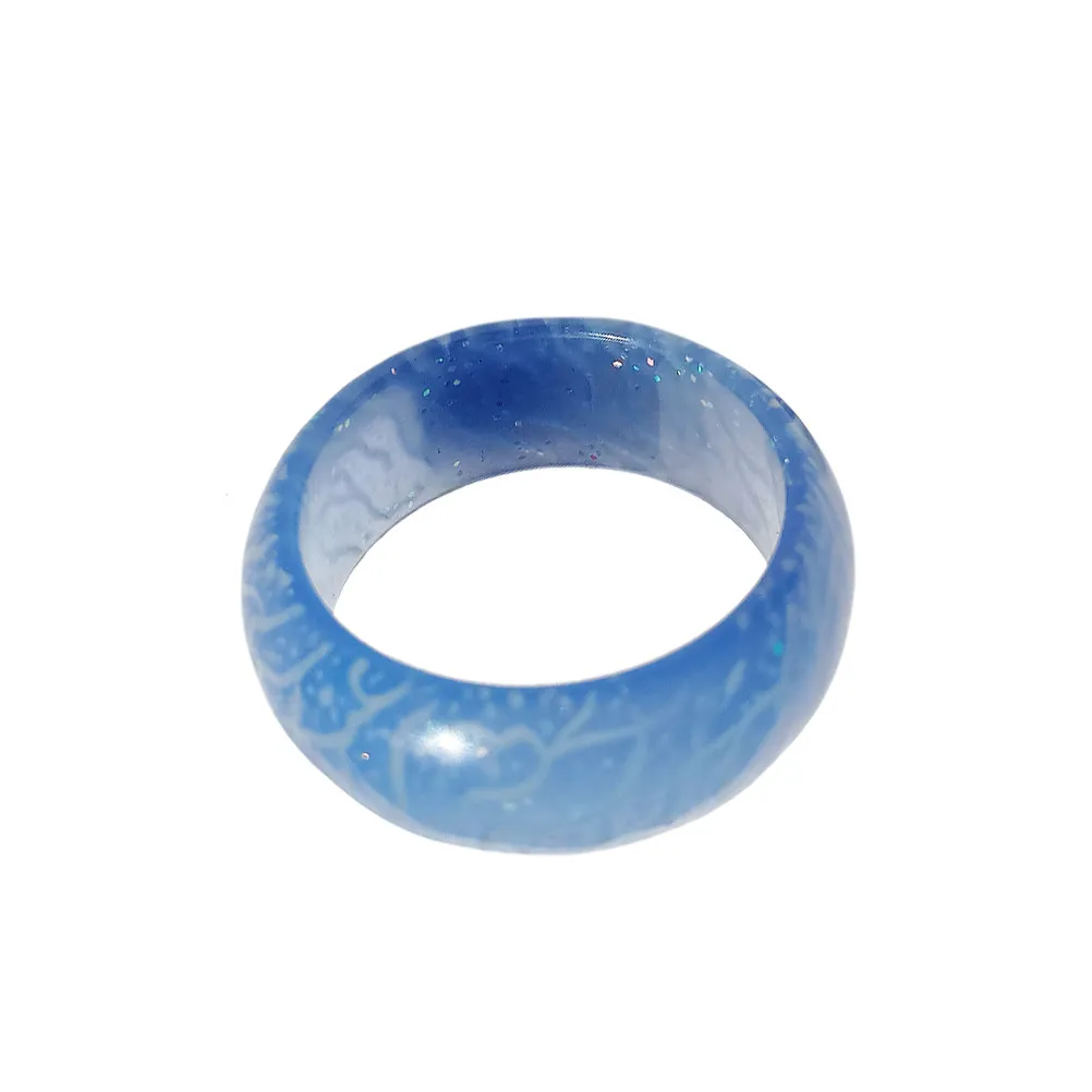 Sky Blue Ring Dark Luminous Flower Eye-catching Unique Style - view 4
