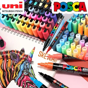 21/24pcs Japan UNI POSCA Markers Set PC-1M/3M Graffiti Painting Mark Permanent Children Adult Round Head All Color Art Supplies