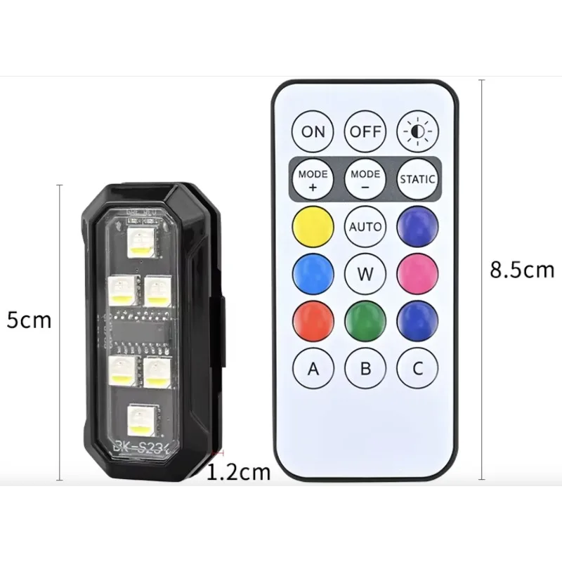 RGB Color Truck Warning Light Night Decorative Pilot Searchlights Wireless Remote Control Strobe Flashing Light for Motorcycles
