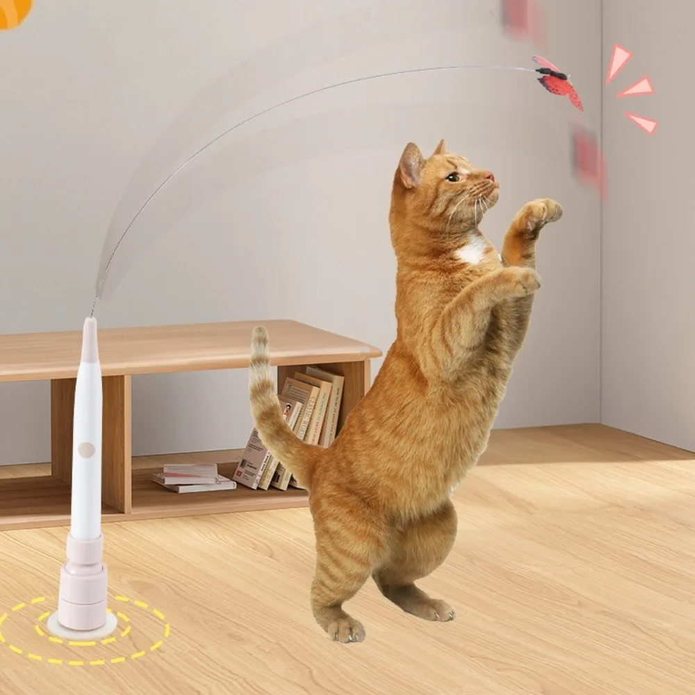 Electric Cat Teaser Toy Strong Suction Cup Automatic Cat Teasing Stick for Relieving Boredom Portable Pet Products Supplies