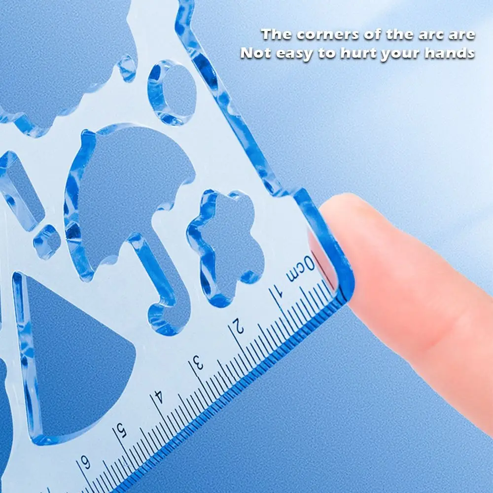7pcs/Set Simple Plastic Multi-flower Ruler Multi-functional Clear Drawing Ruler Geometric Design Measuring Ruler Student Use