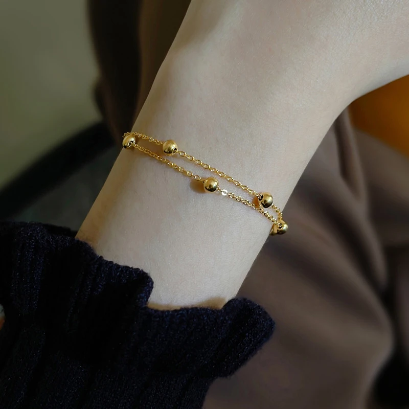 [HS]1Pc Titanium Steel Simple Ball Bracelet Women Colorfast Anti-fade Wristband Daily Wear Birthday Gift Fashion Fine Jewelry