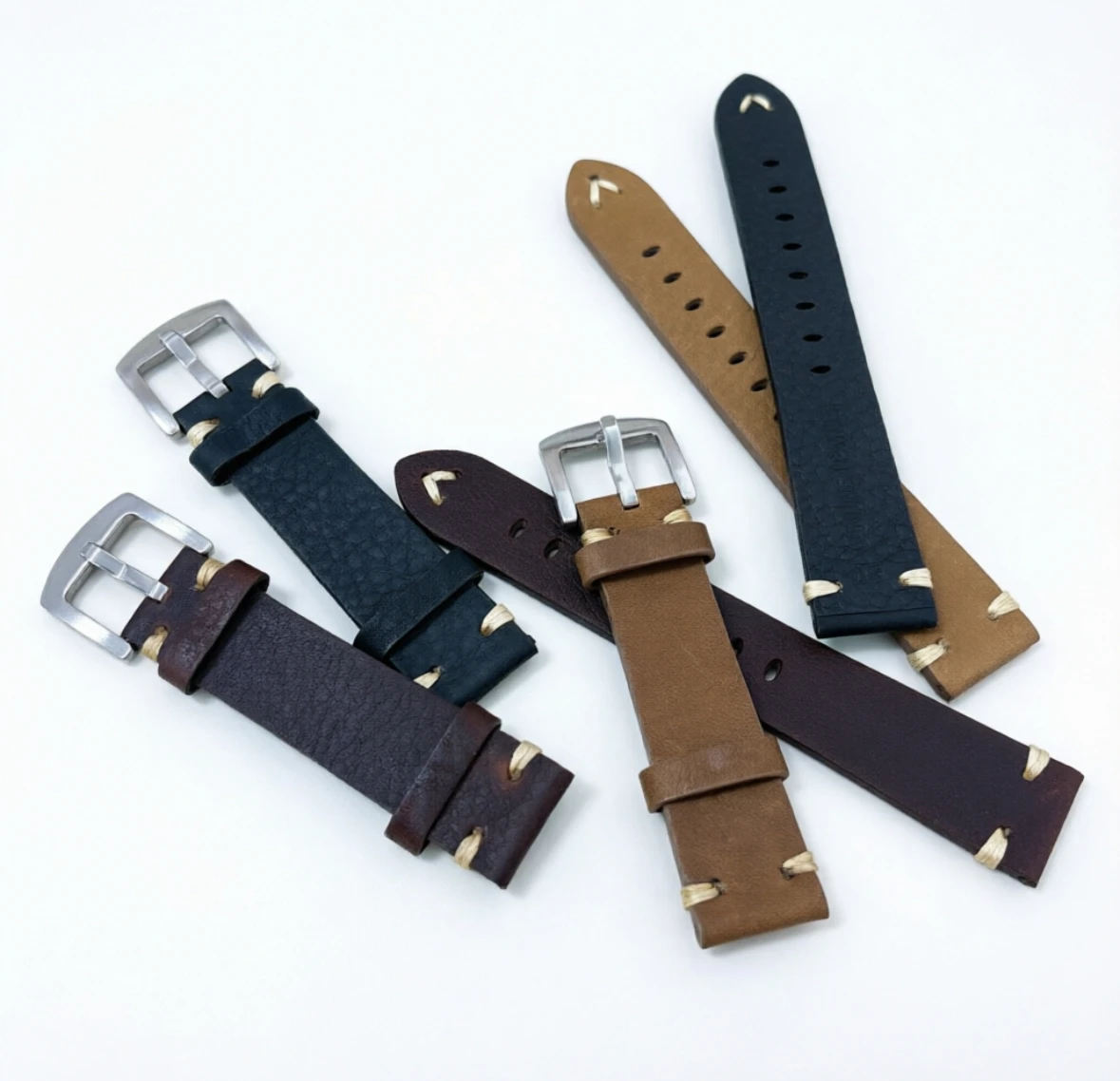 Soft Oil Tumbled Genuine Leather Watch Band Retro Crazy Horse Texture Replacement Strap Natural Patina Finish 18mm 20mm 22mm