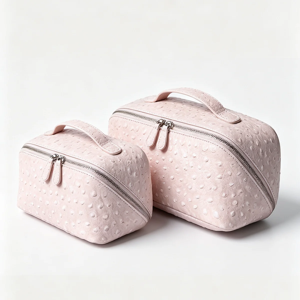 Neue Kosmetiktasche aus Straußenleder, tragbarer Reise-Kosmetik-Organizer, schneeweiß, für Damen, Handtasche, Toilettenartikel-Etui, Kosmetikbeutel – Detail 12