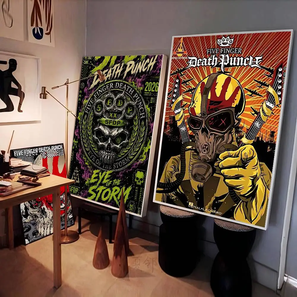 Vintage F-Five Finger Death Punch Anime Posters Sticky Whitepaper Sticker DIY Room Bar Cafe Kawaii Room Decor