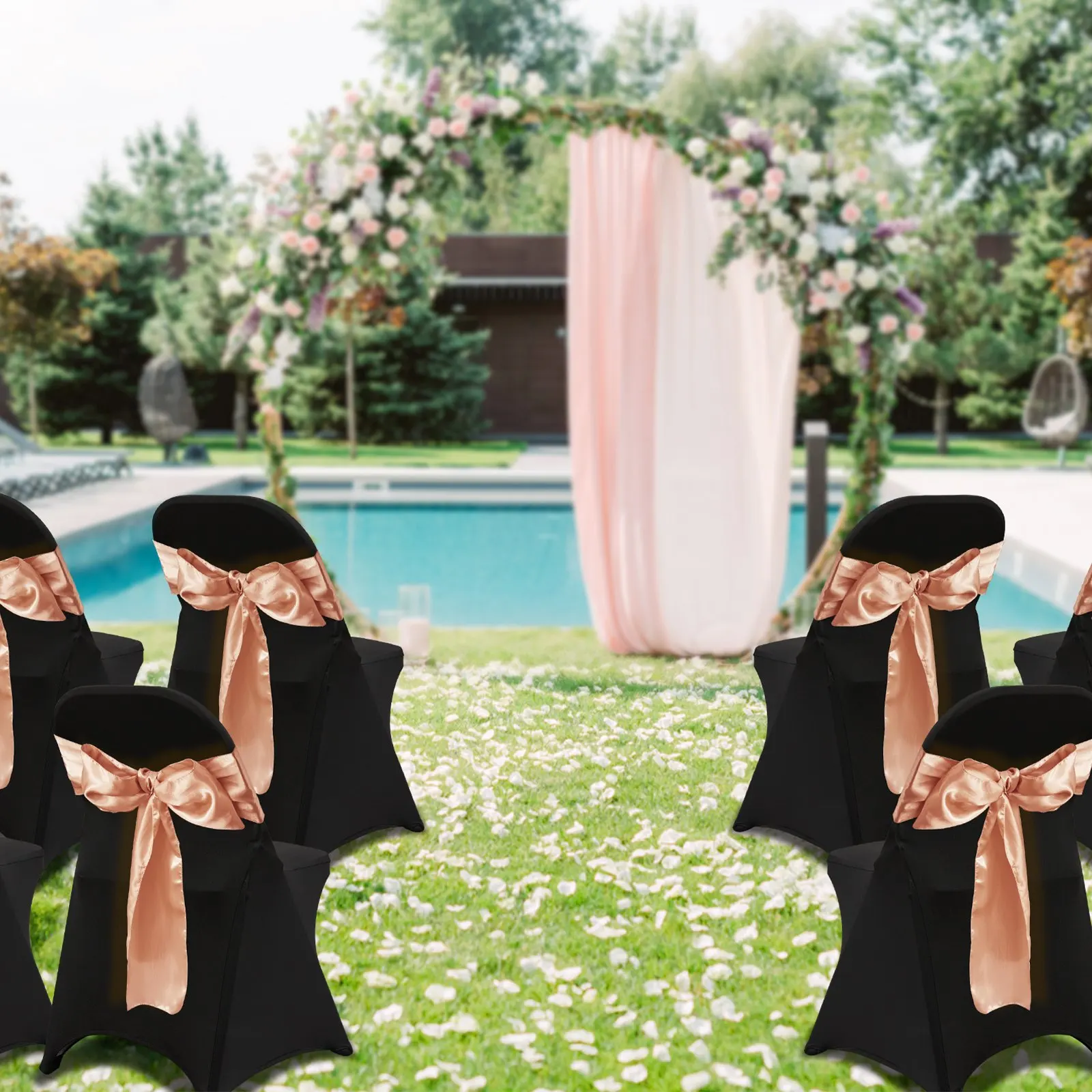 Sihao 30pcs Black Stretch Spandex Folding Chair Covers Universal Chair Cover Removable Washable for Wedding/Banquet/Dining