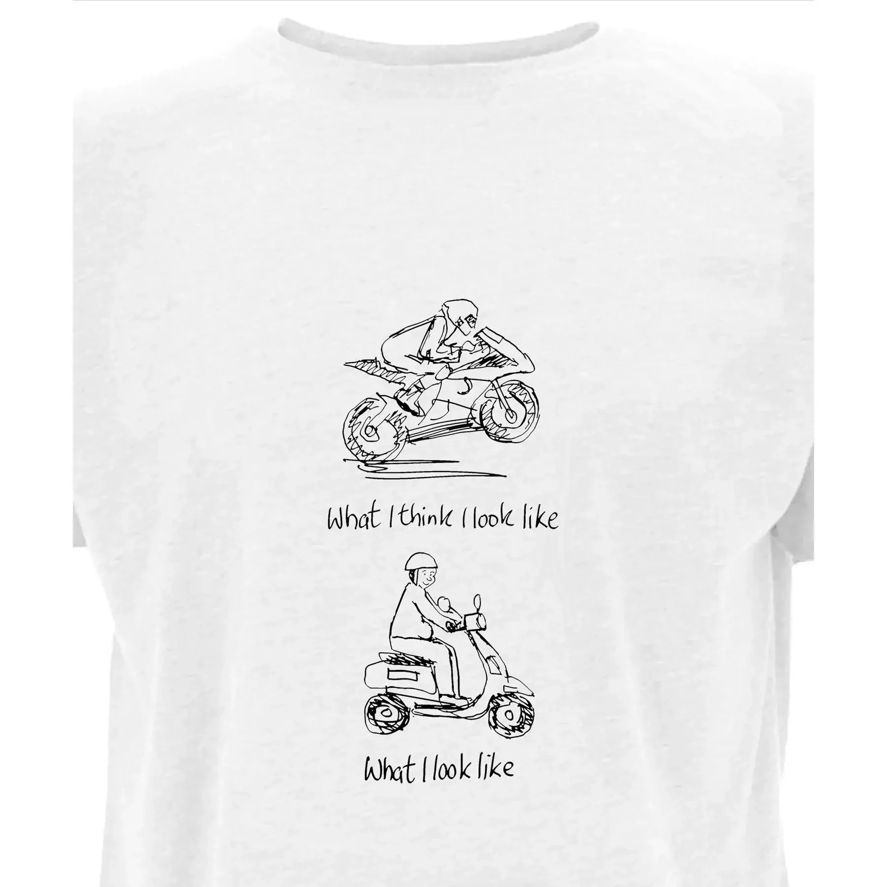 What I think I look Like Motorbike Humour T Shirt Men s T Shirt Gifts for men Fairwear Approved Cotton Tee