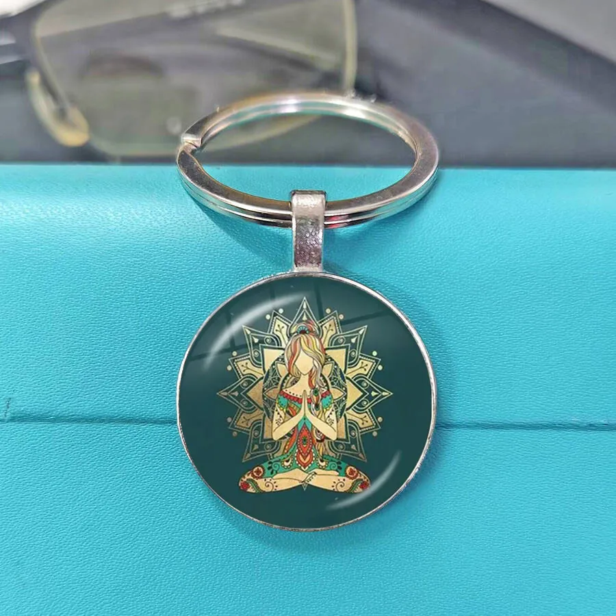 Retro Hippie Positive Phrase Motif Alloy Key Holder Yoga Enthusiast Daily Bag Hanging Trinket Birthday Surprise Gift For Her Him