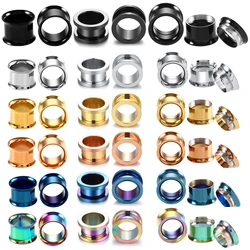 Medidores de oreja de acero inoxidable 316L, tapones para los oídos y túneles, Piercings para los oídos, pendientes atornillados, expansor, joyería para Piercing corporal, 1 par