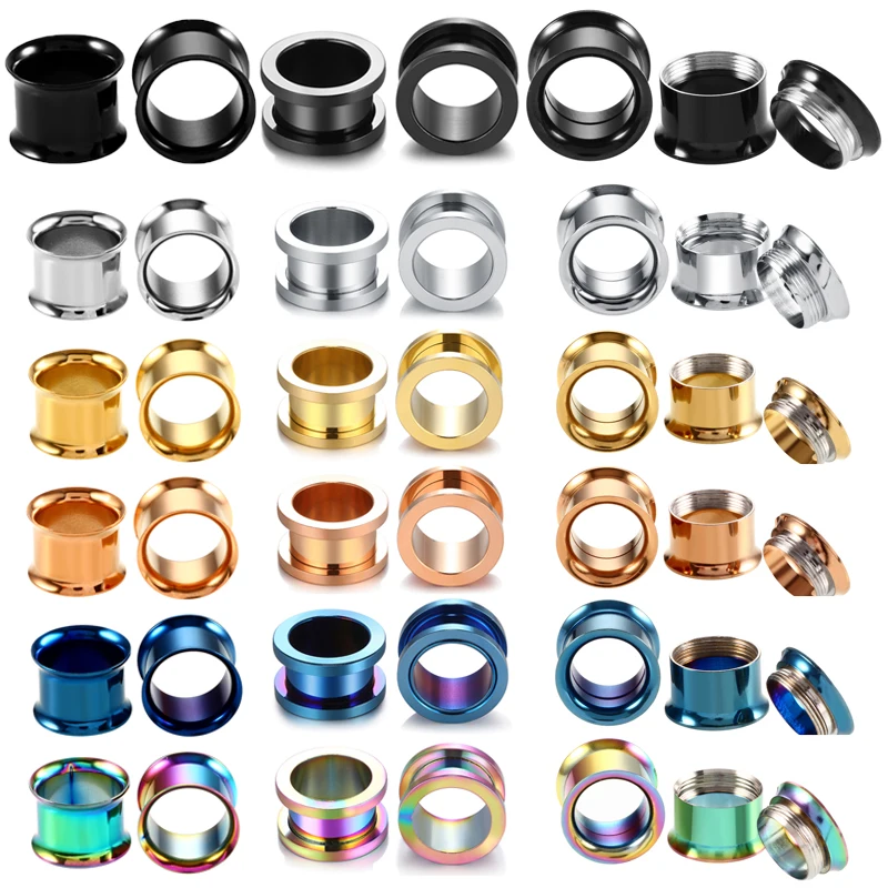 1 para wskaźniki uszu ze stali nierdzewnej 316L zatyczki do uszu i tunele kolczyki w uszach kolczyki wkręcane kolczyk Expander piercing biżuteria