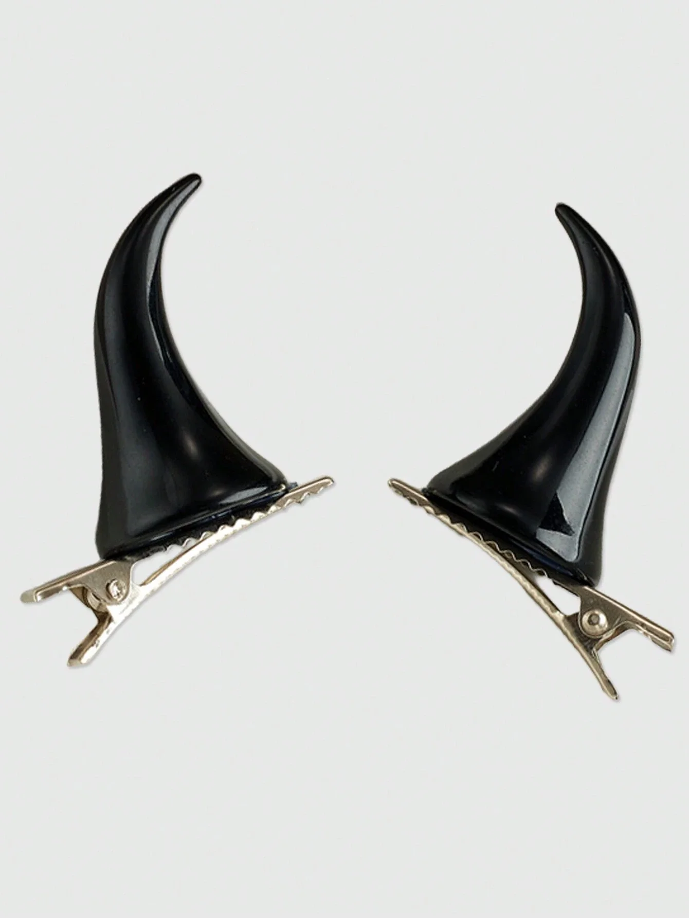Black Devil Horn Hair Clips For Halloween Party Goth Costume Accessories